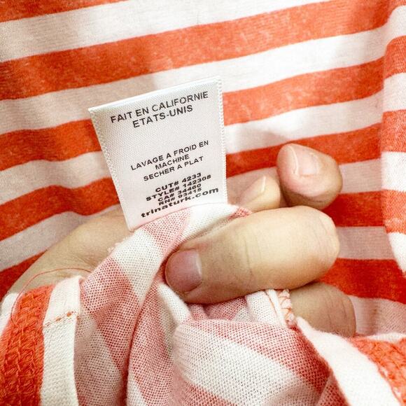 Trina Turk Crewneck Striped Long Sleeve Burnout Shirt Top Layering Classic Small - Picture 7 of 10